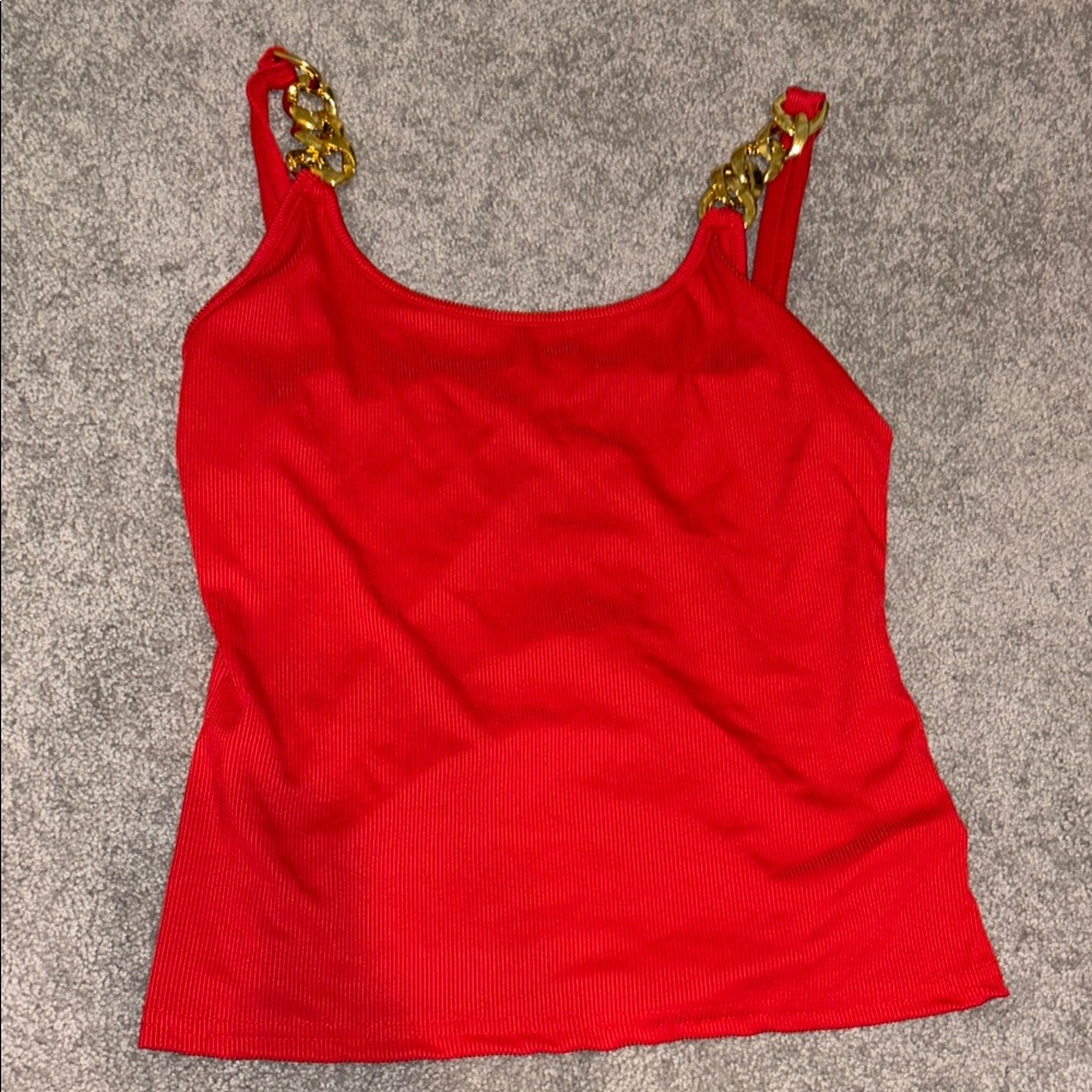 Red Chain Strap Women's Top